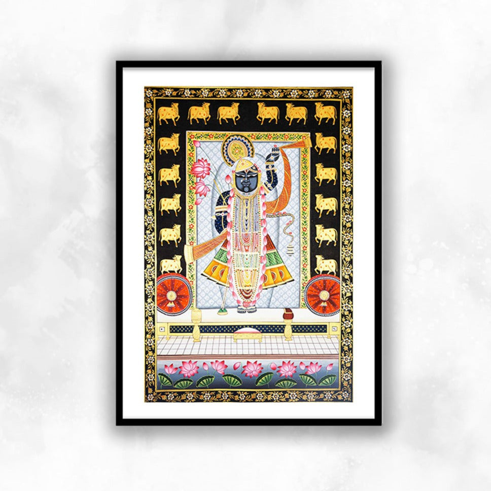 Monochrome Pichwai Painting selling , Lord krishna Pichwai painting , Original Painting of lord krishana , Indian Traditional Painting , Pichwai