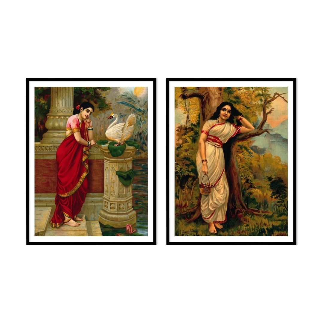 Ahlaya & Damyanti  by RRV - Set of 2 Wall Frame by Atrang