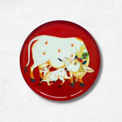 Spiritual Cow & Shreenathji | Premium Steel Wall Plates