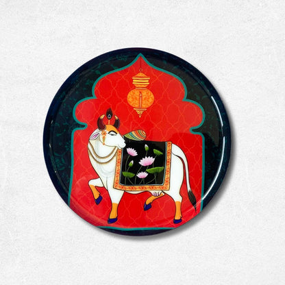 Sacred Shreenath ji & Kamdhenu | Premium Steel Wall Plate