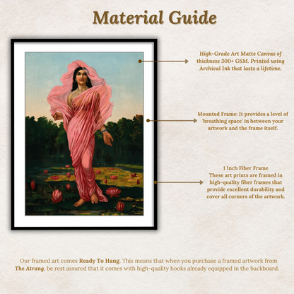 Padmini, the Lotus lady by Raja Ravi Varma  Wall Art Print for Home Decor