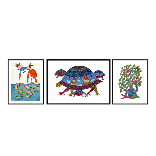 Set of 3- Gond Art VI