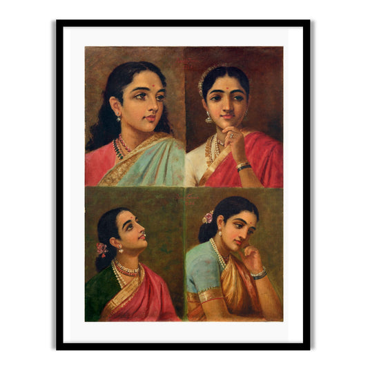 Buy Beautiful Four Portrait by Raja Ravi Varma Wall Art Print for Home Decor