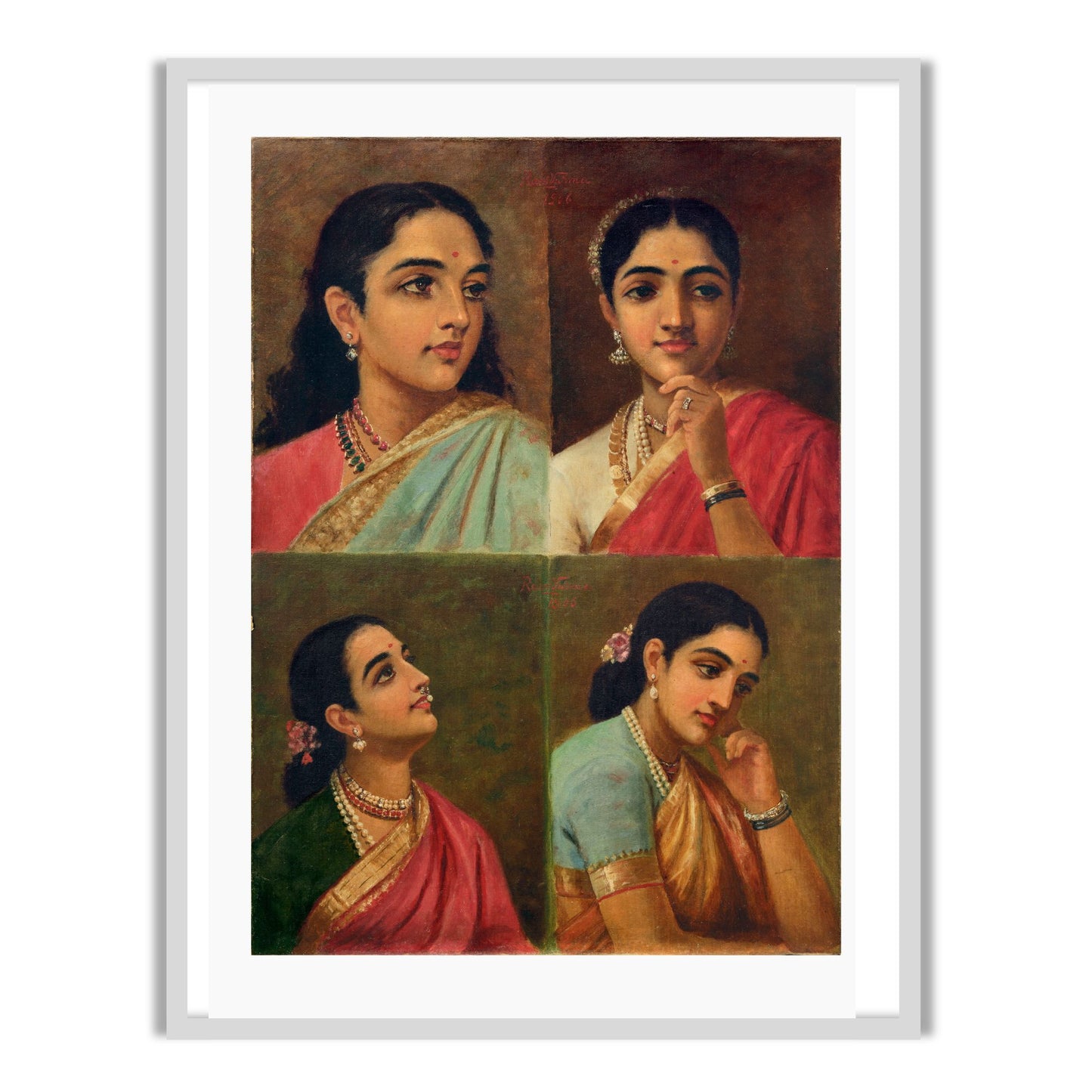 Best Buy Beautiful Four Portrait by Raja Ravi Varma Wall Art Print for Home Decor