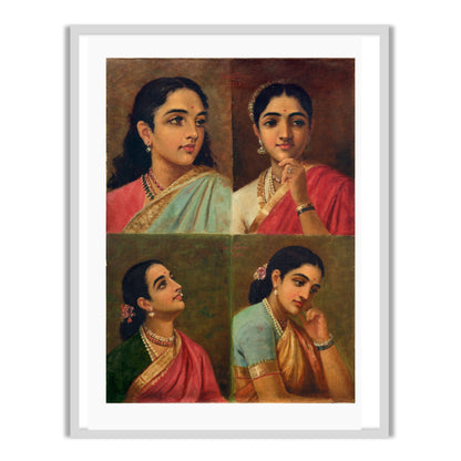 Best Buy Beautiful Four Portrait by Raja Ravi Varma Wall Art Print for Home Decor