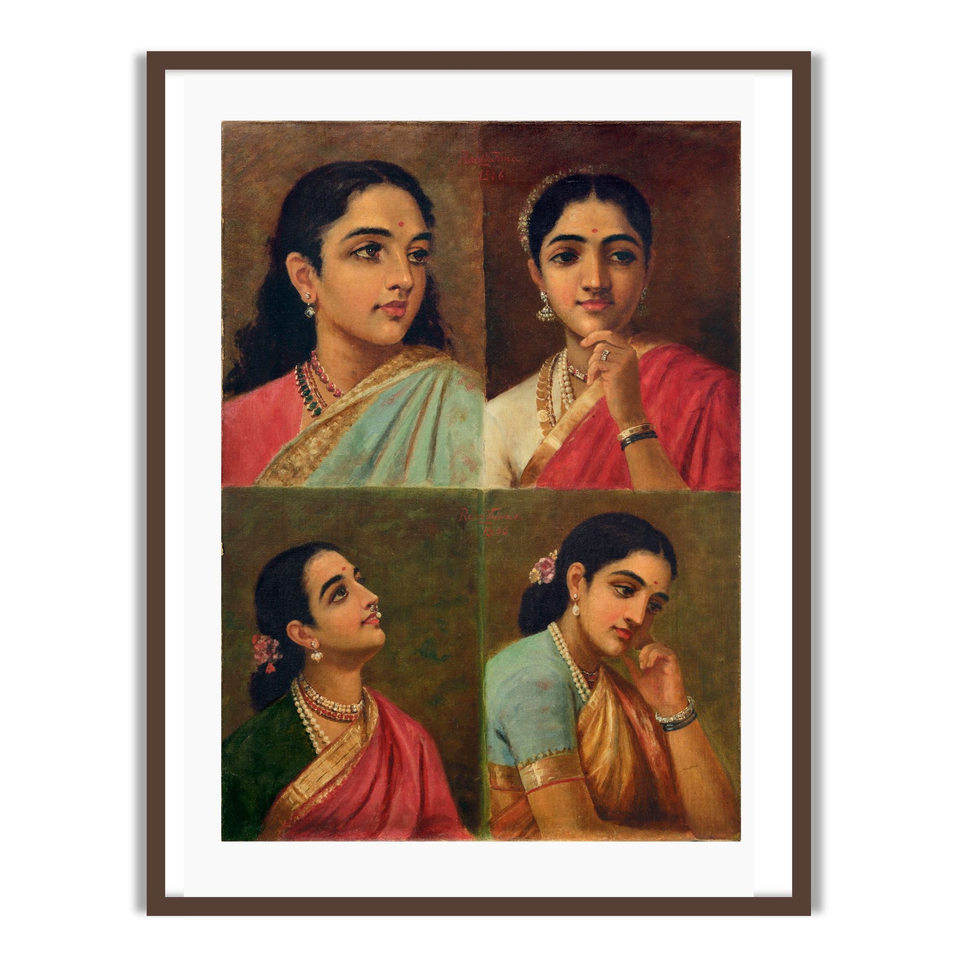 Buy Beautiful Four Portrait by Raja Ravi Varma Wall Art Print for Home Decor