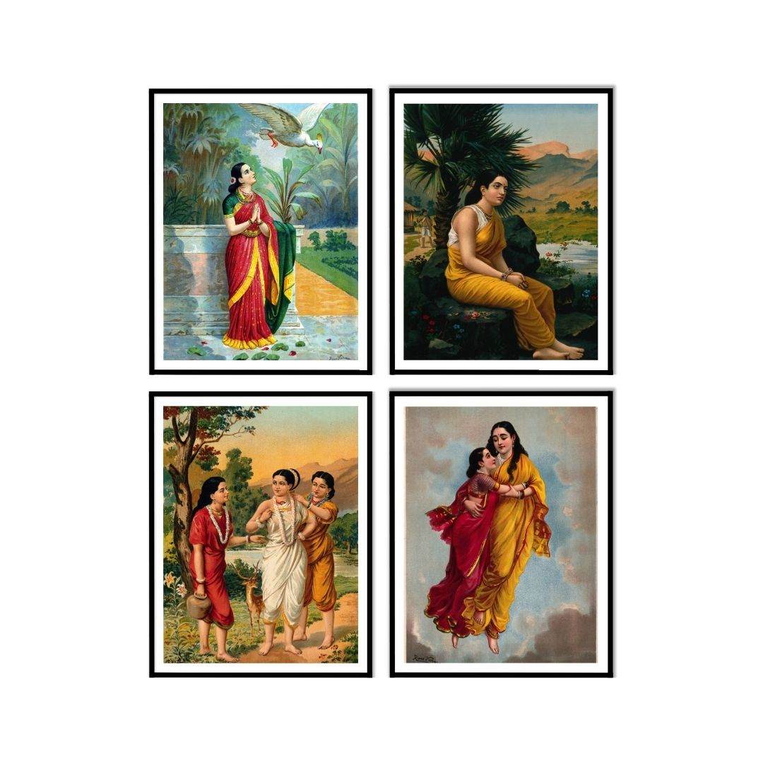 Raja Ravi Varma - Set of 4 Women's Wall Artworks by Atrang