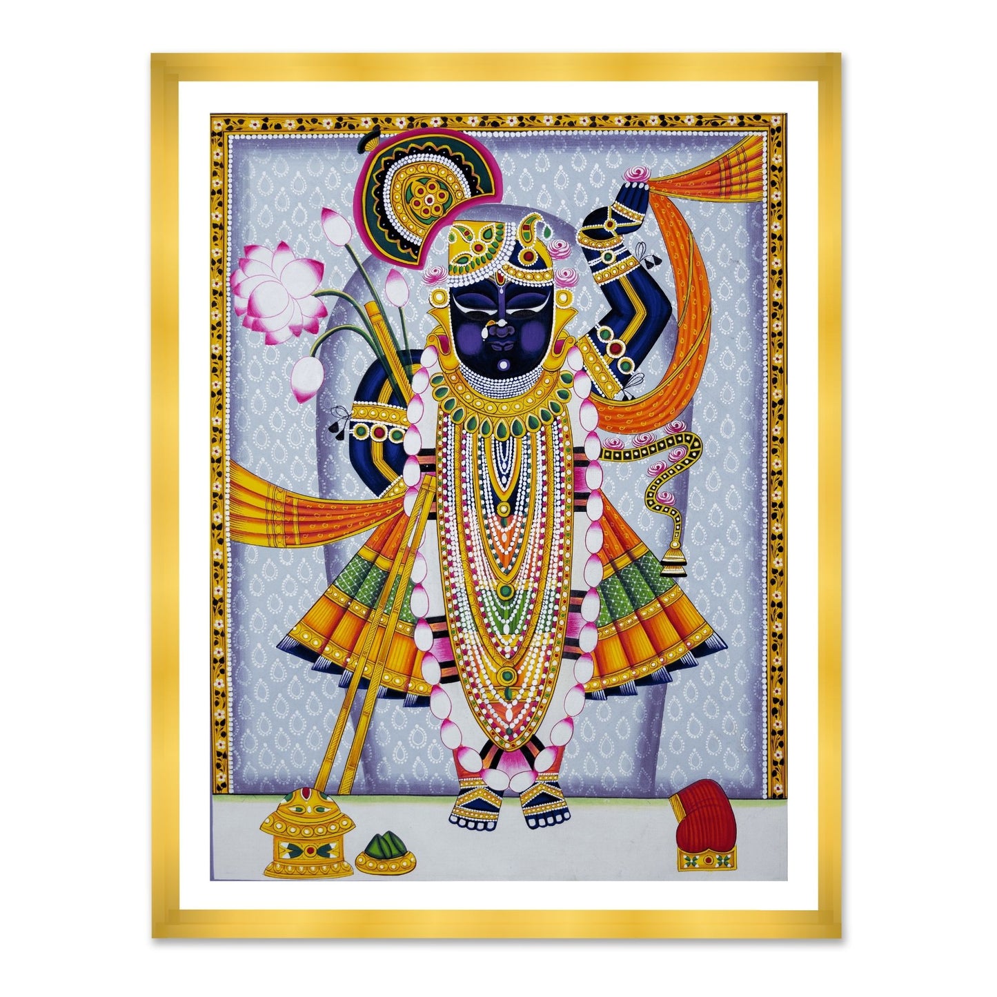 Lord Shrinathji Nathdwara Wall Painting | Indian Art for Wall Decor | Pichwai Painting