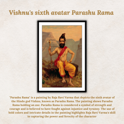 Vishnu's sixth avatar Parashu Rama by Raja Ravi Varma Wall Art Painting
