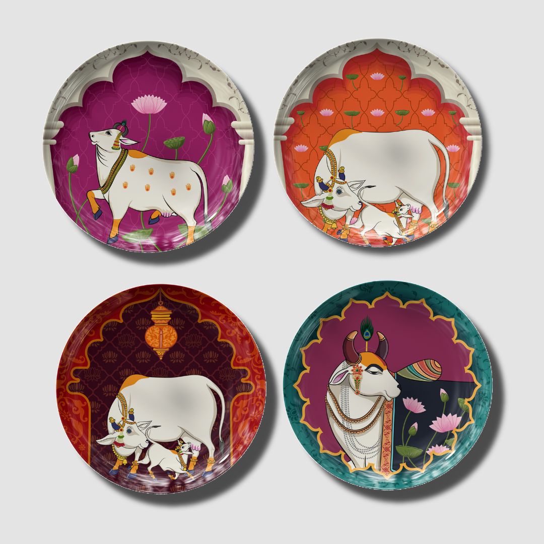 Pichwai Cow Harmony Wall Decor Plates by The Atrang