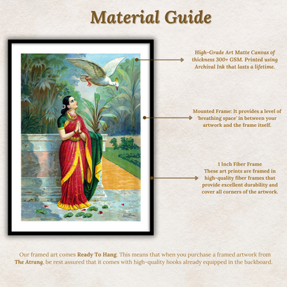 Hamsa Damayanti Samvad by Raja Ravi Varma Wall Art Painting for Decor