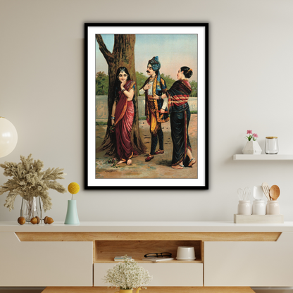 Best Framed Ratudhvaja courting Madalasa by Raja Ravi Varma Wall Art Print for Home Decor The Atrang