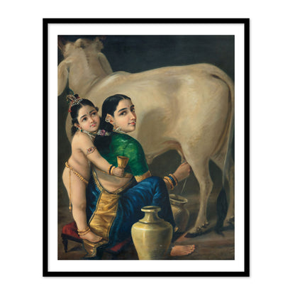 Yashoda Fetching Milk with Krishna by Raja Ravi Varma Wall Art