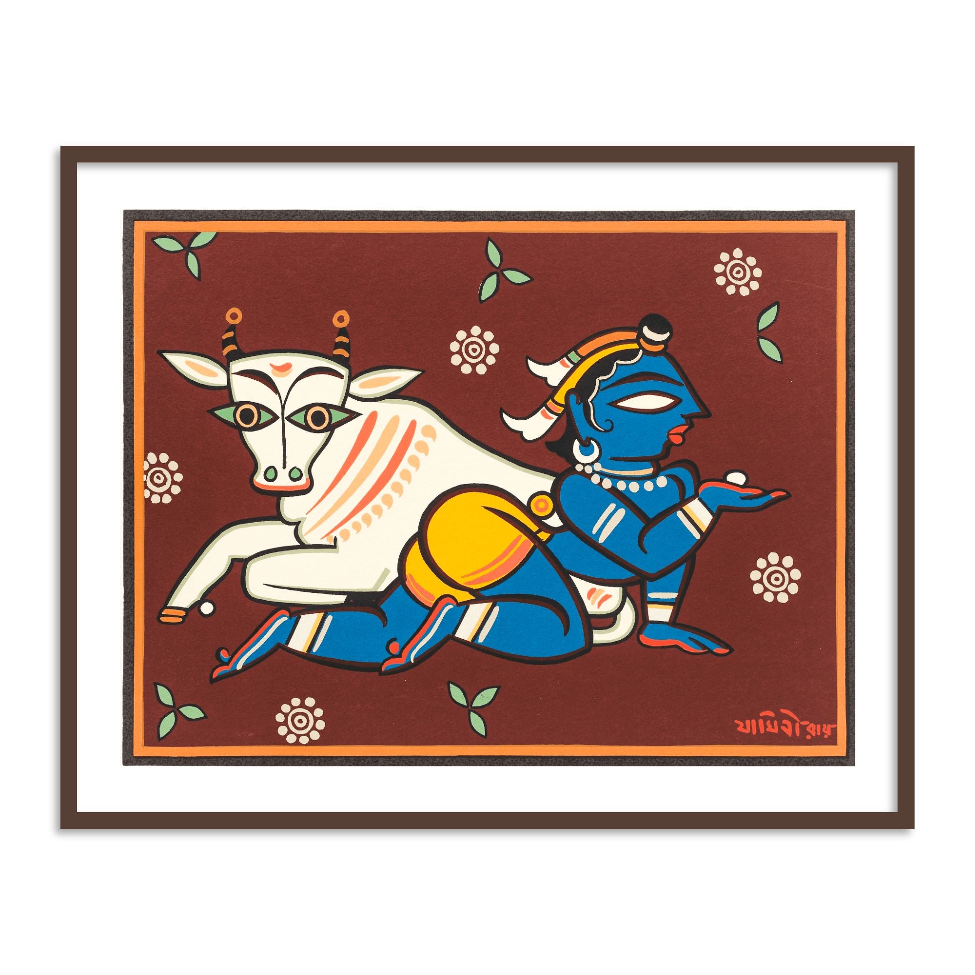 Lord Krishna with Cows Gond Art Painting Wall hotsell Art Decor Contemporary Style