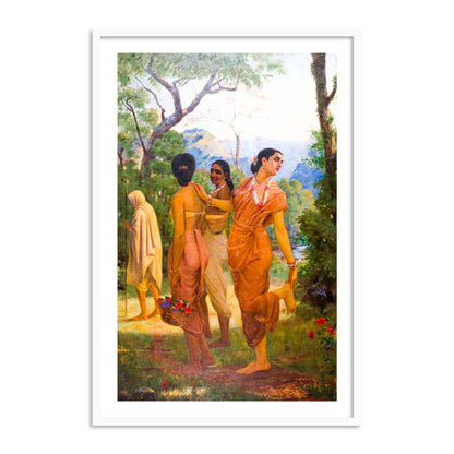 Shakuntala Painting by Raja Ravi Varma Wall Art Print for Home Decor