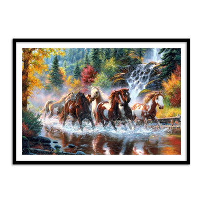 7 Horses in a forest Vastu Painting for Home Wall Decor