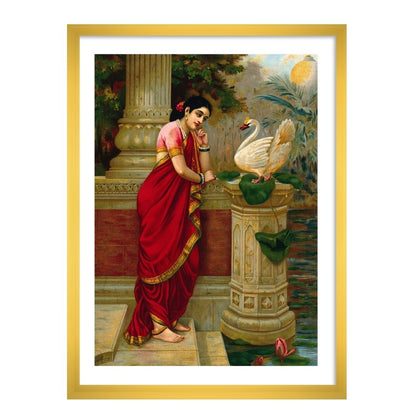 A swan telling Damayanti of Nala's love by Raja Ravi Varma Wall Art