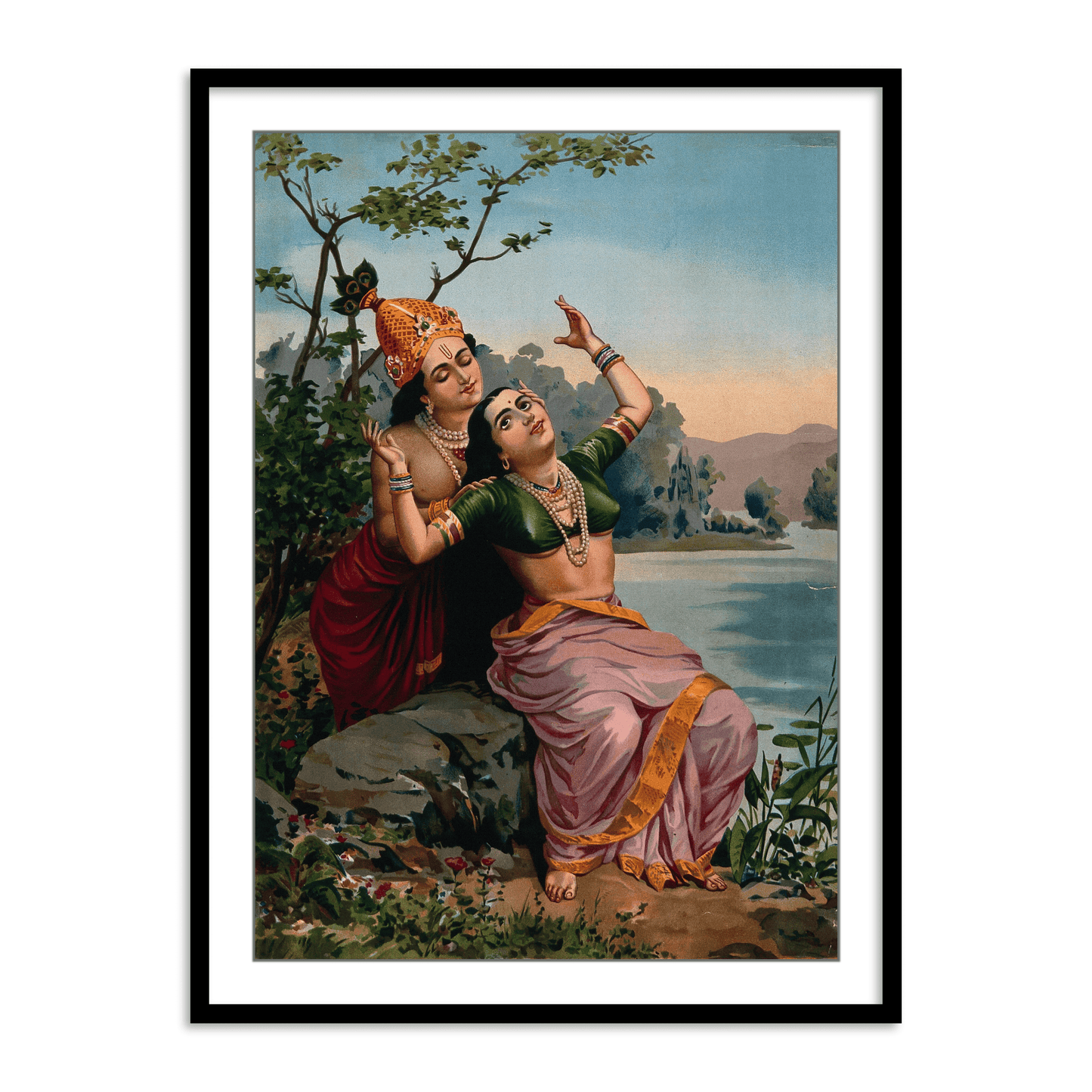 Radha Krishna by Raja Ravi Varma - Set of 2 Wall Art by Atrang