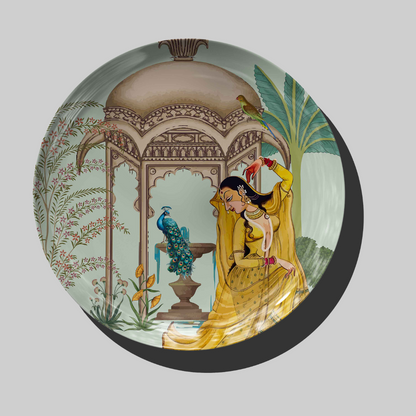 Beautiful Mughal Inspired Pichwai Decor Wall Plate for Home Decor