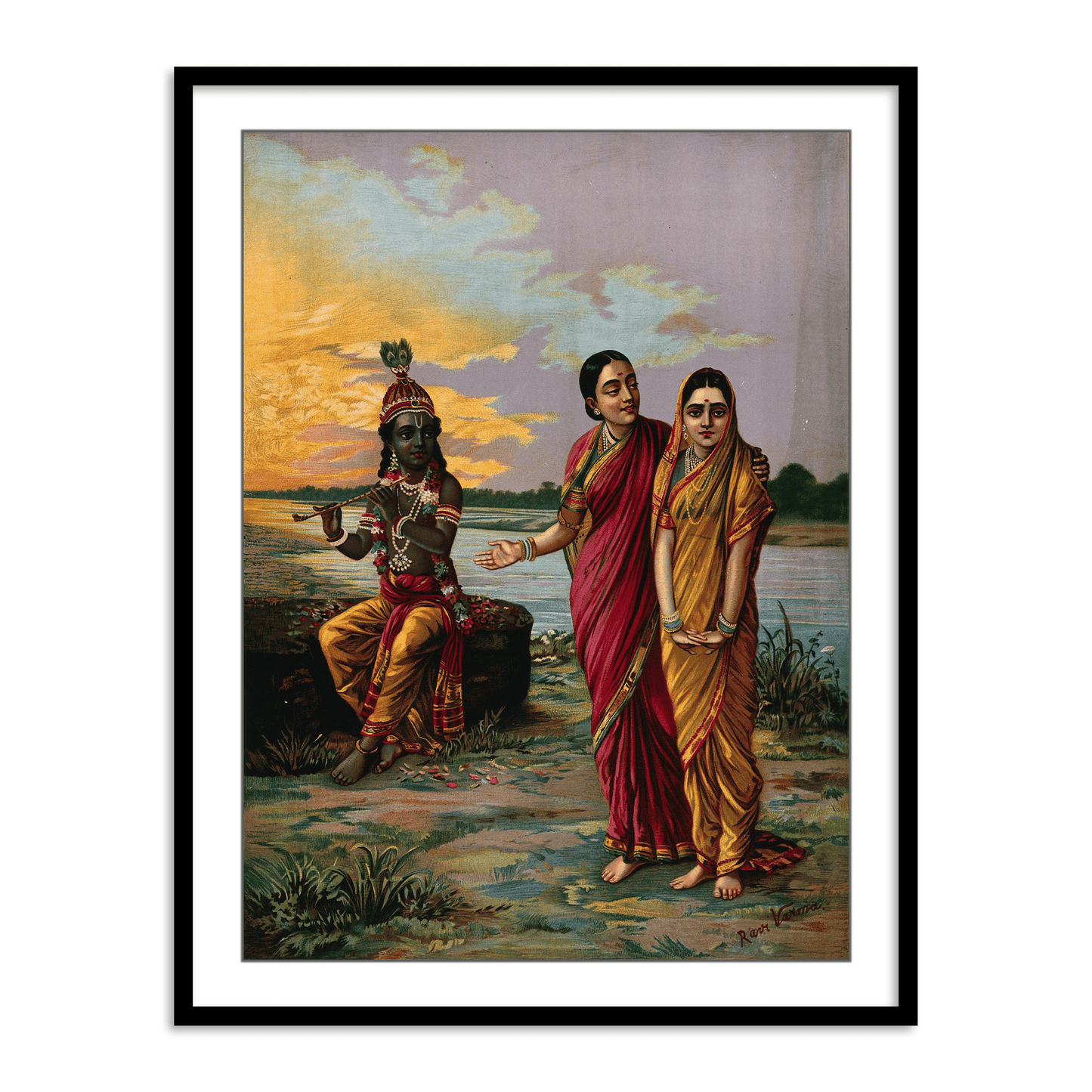 Radha Krishna by Raja Ravi Varma - Set of 2 Wall Art by Atrang