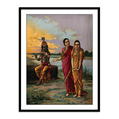 Radha Krishna by Raja Ravi Varma - Set of 2 Wall Art by Atrang