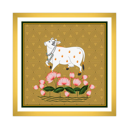 Shri Nath ji Devoted Cow Pichwai Traditional Painting | Indian Pichwai Painting Wall Art