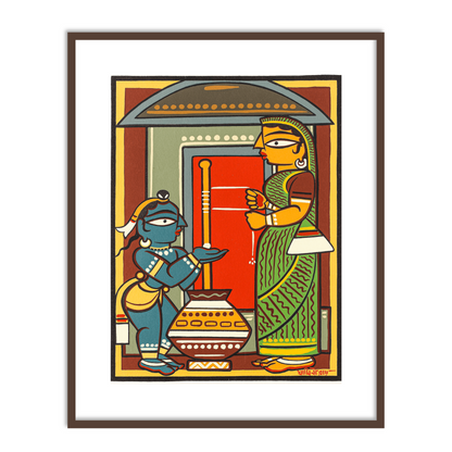 Krishna and Yashoda Wall Art Painting Print by Jamini Roy for Home Decor