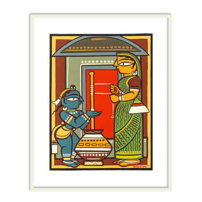 Krishna and Yashoda Wall Art Painting Print by Jamini Roy for Home Decor