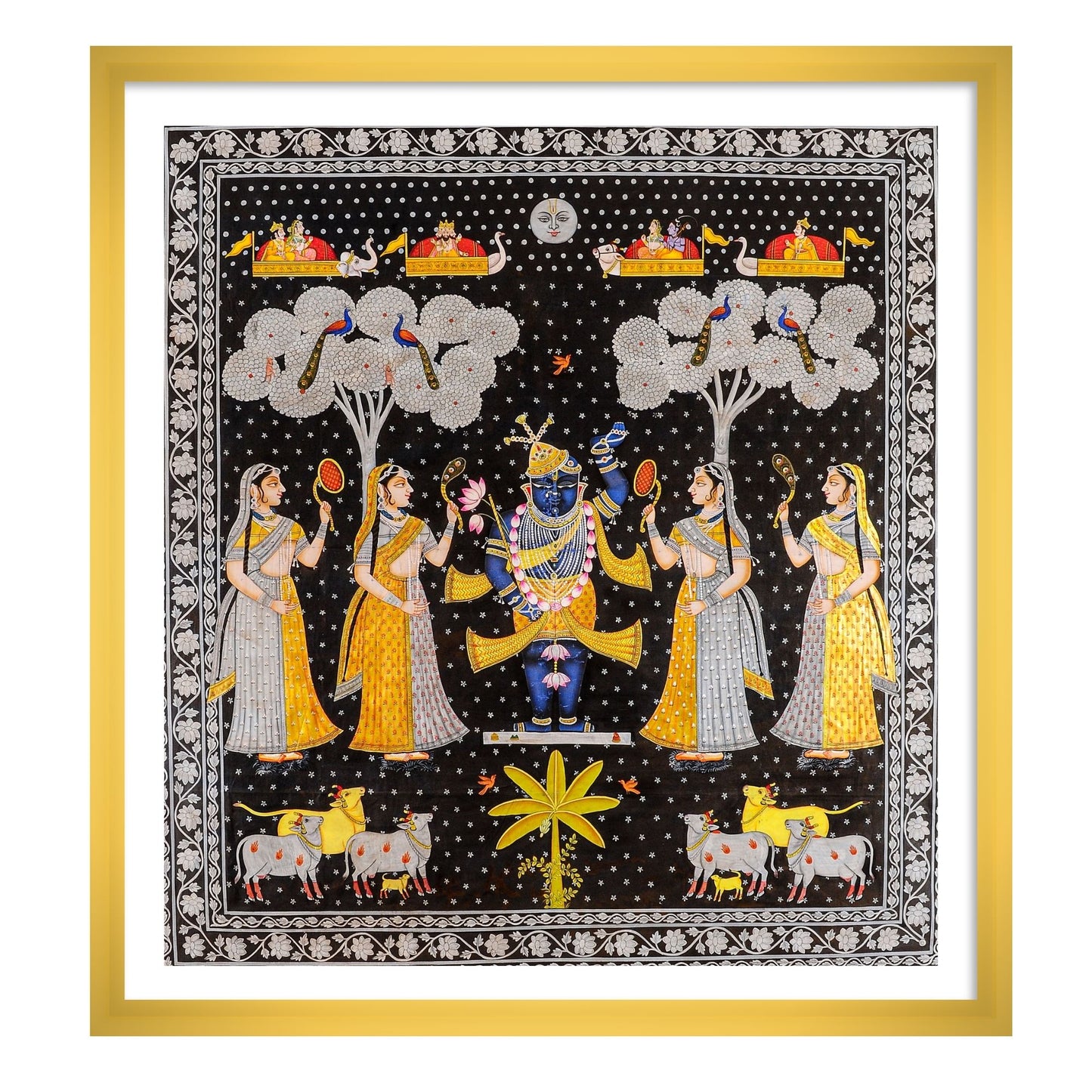 Shrinathji Pichwai Painting | Sharad Purnima Utsav | Indian Wall Art for Home Decor