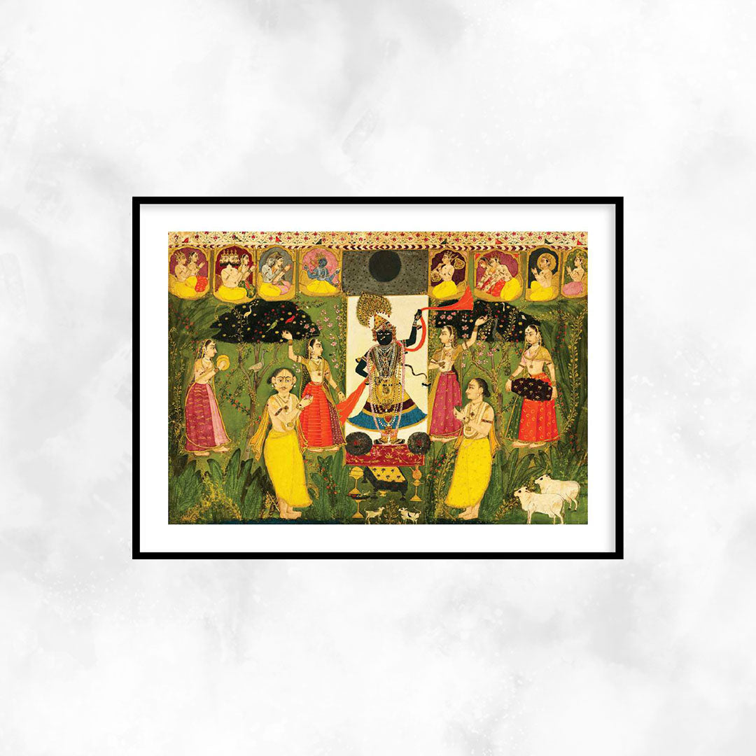 Worship of Shri Nathji | Shreenath ji Framed Wall Art