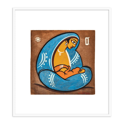 Mother and Child Wall Art Painting Print by Jamini Roy for Home Decor