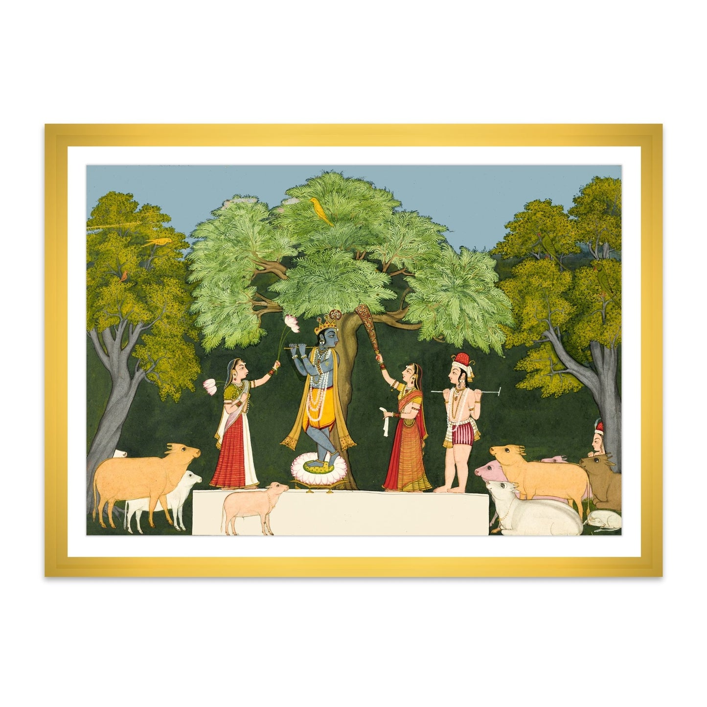 Krishna Entertains His Companions Framed Wall Art Painting - The Atrang