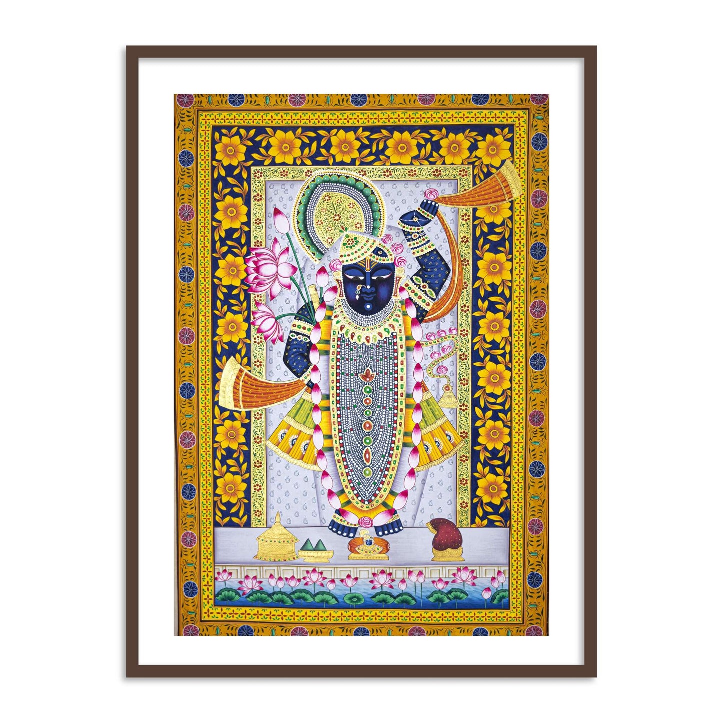 Shrinathji Shree krishna Pichwai Painting | Shreenathji Indian Art for Home Wall Decor