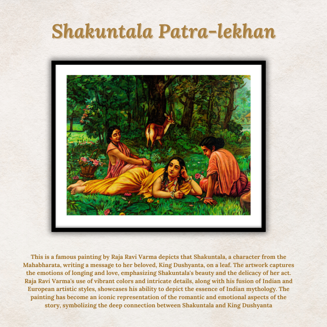 Shakuntala Patra-lekhan by Raja Ravi Varma Wall Home Decor Painting