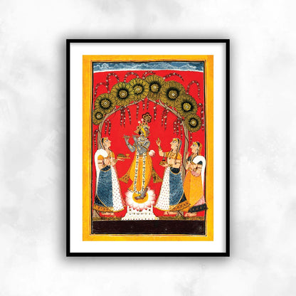 Krishna Fluting, Folio from a Dasavatar series artwork for Home Decor Wall Art