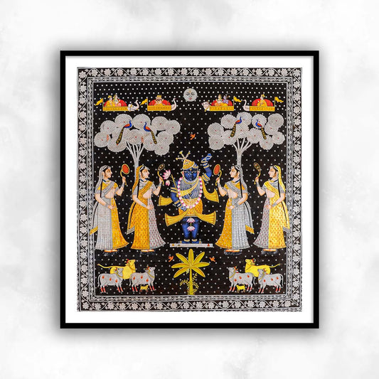 Shrinathji Pichwai Painting | Sharad Purnima Utsav | Indian Wall Art for Home Decor