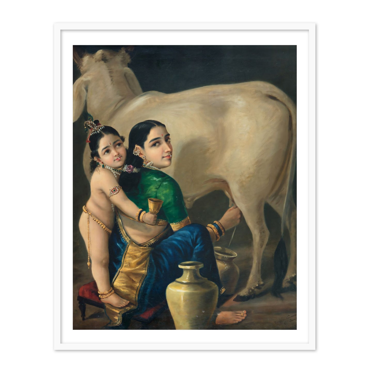 Yashoda Fetching Milk with Krishna by Raja Ravi Varma Wall Art