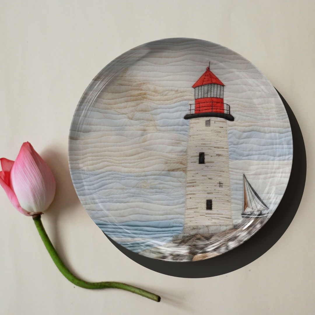 Lighthouse by the coast Ceramic Wall Plate for Home Decor