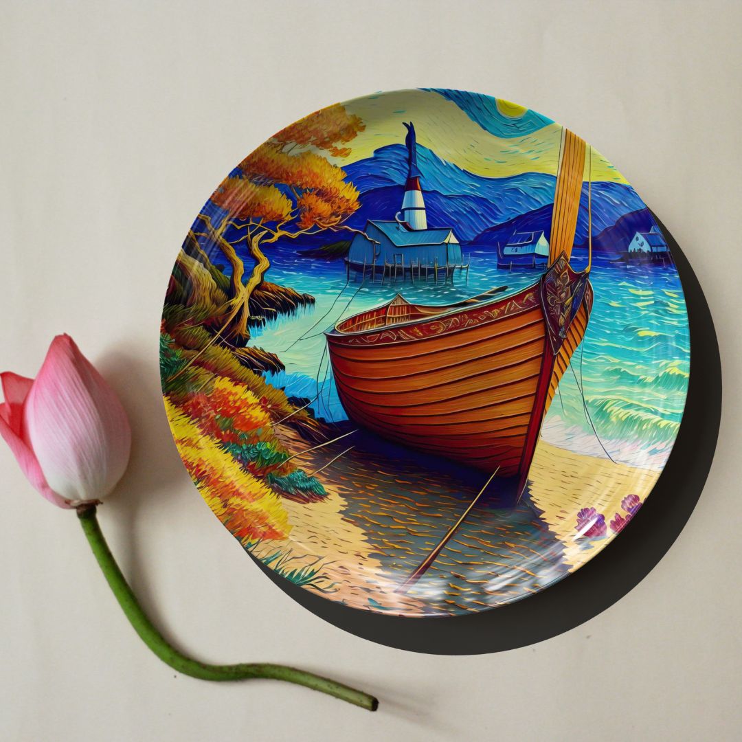 Afloat on the Blue Ceramic Travel Wall Plate for Home Decor