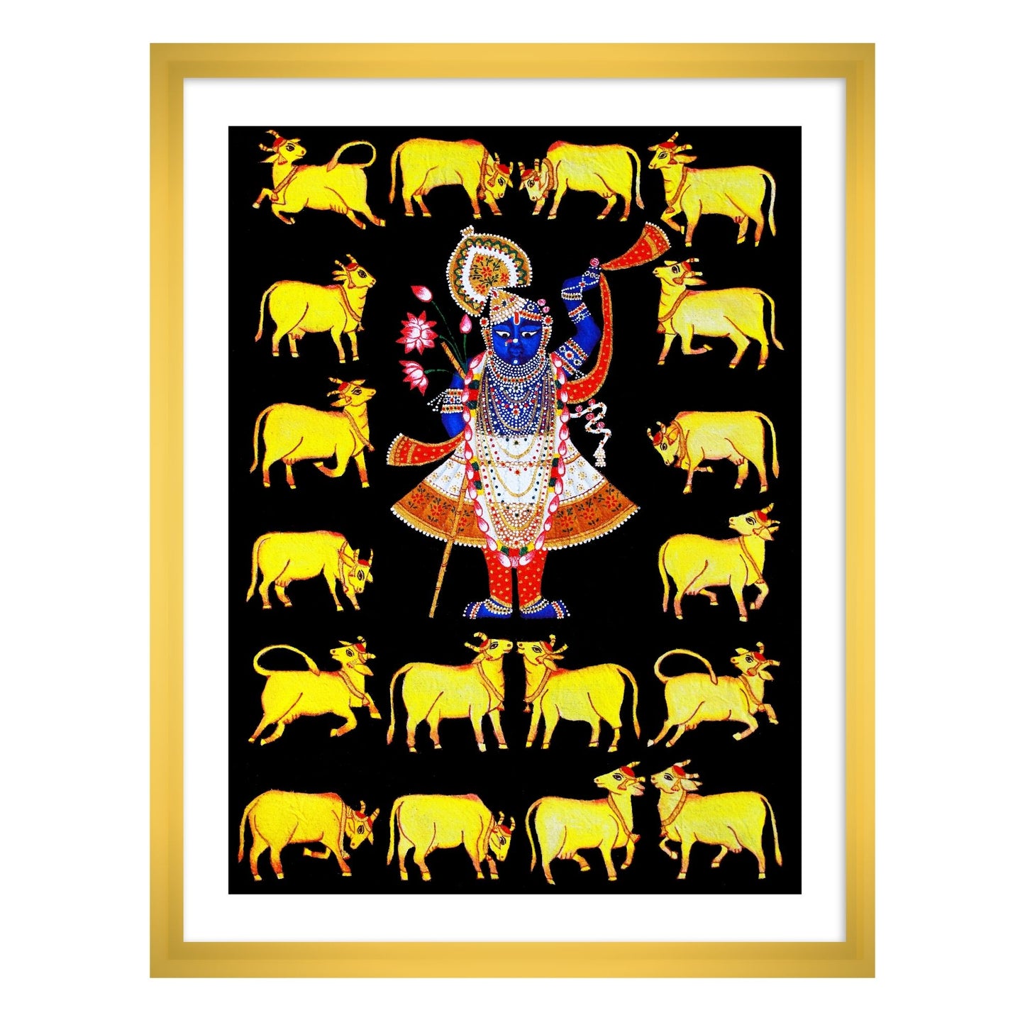 Shrinath Ji with Cow | Pichwai art | Indian art paintings