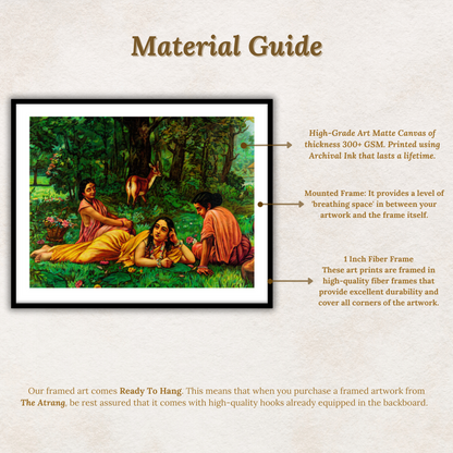 Material guide framed Shakuntala Patra-lekhan by Raja Ravi Varma Wall Home Decor Painting