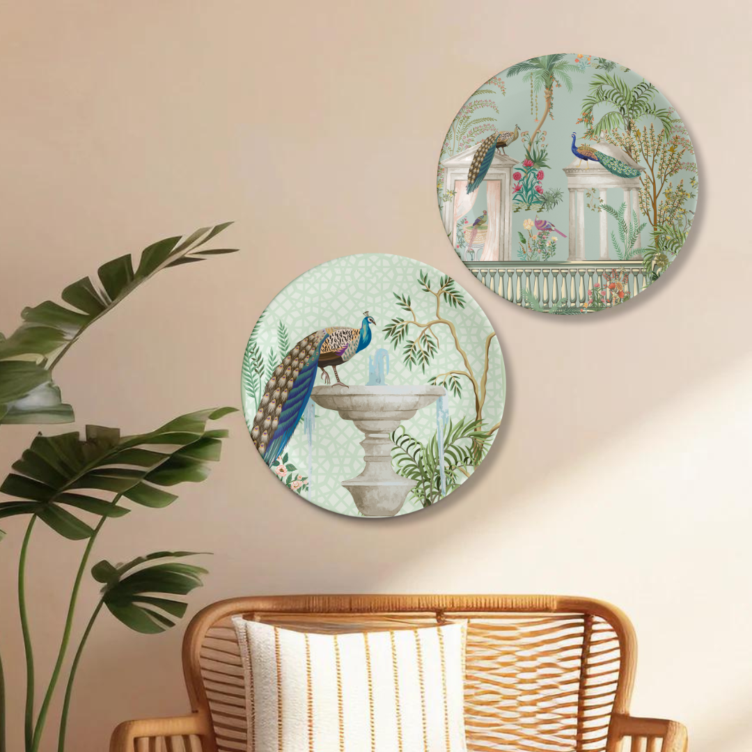 Peacock in a garden wall plate for Home decor