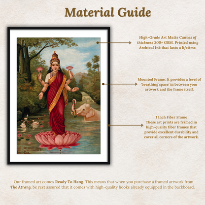 Lakshmi on her Lotus by Raja Ravi Varma Wall Art Print for Home Decor India