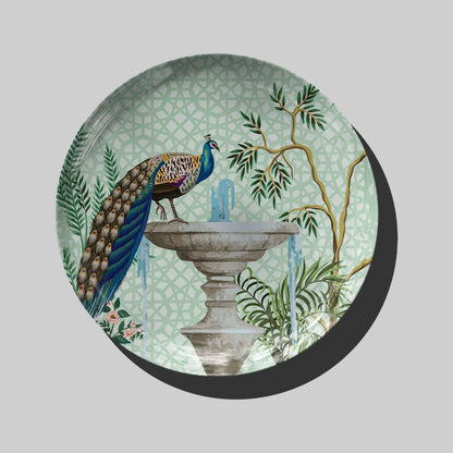 Traditional Peacock near a Fountain Ceramic Plate for Home Decor Wall Plate