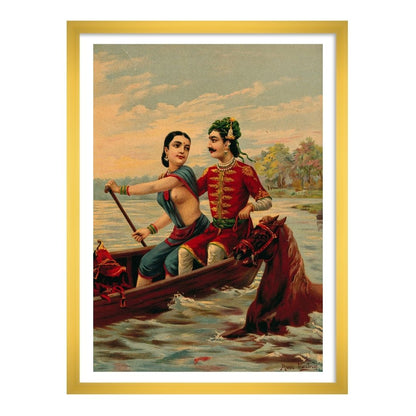 King Shantanu proposes to the low caste fisher girl, Matsyagandha by Raja Ravi Varma Wall Art