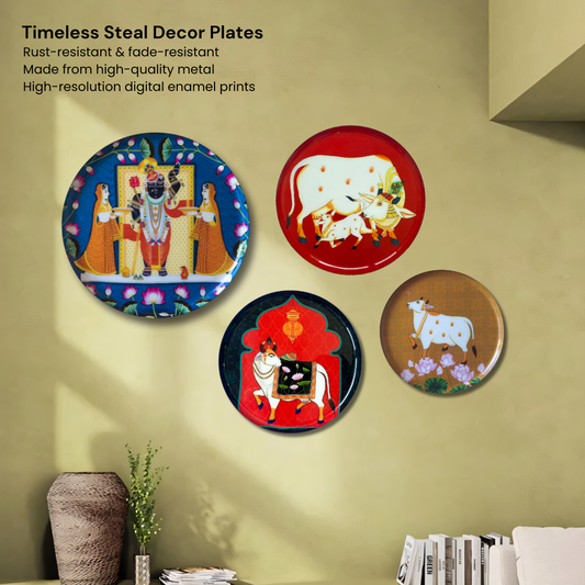 Traditional Pichwai – Shreenathji & Cows | Premium Steel Wall Plates