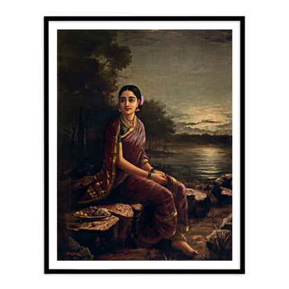 Beautiful Radha in the Moonlight by Raja Ravi Varma Wall Art Print for Home Decor India Onlines