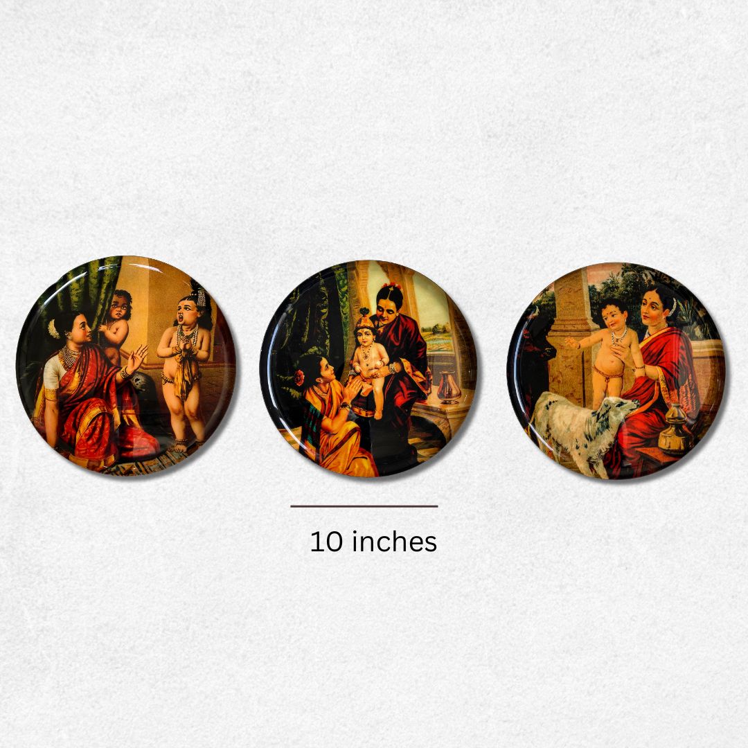 Yashoda & Krishna by Raja Ravi Varma Premium Steel Wall Plates