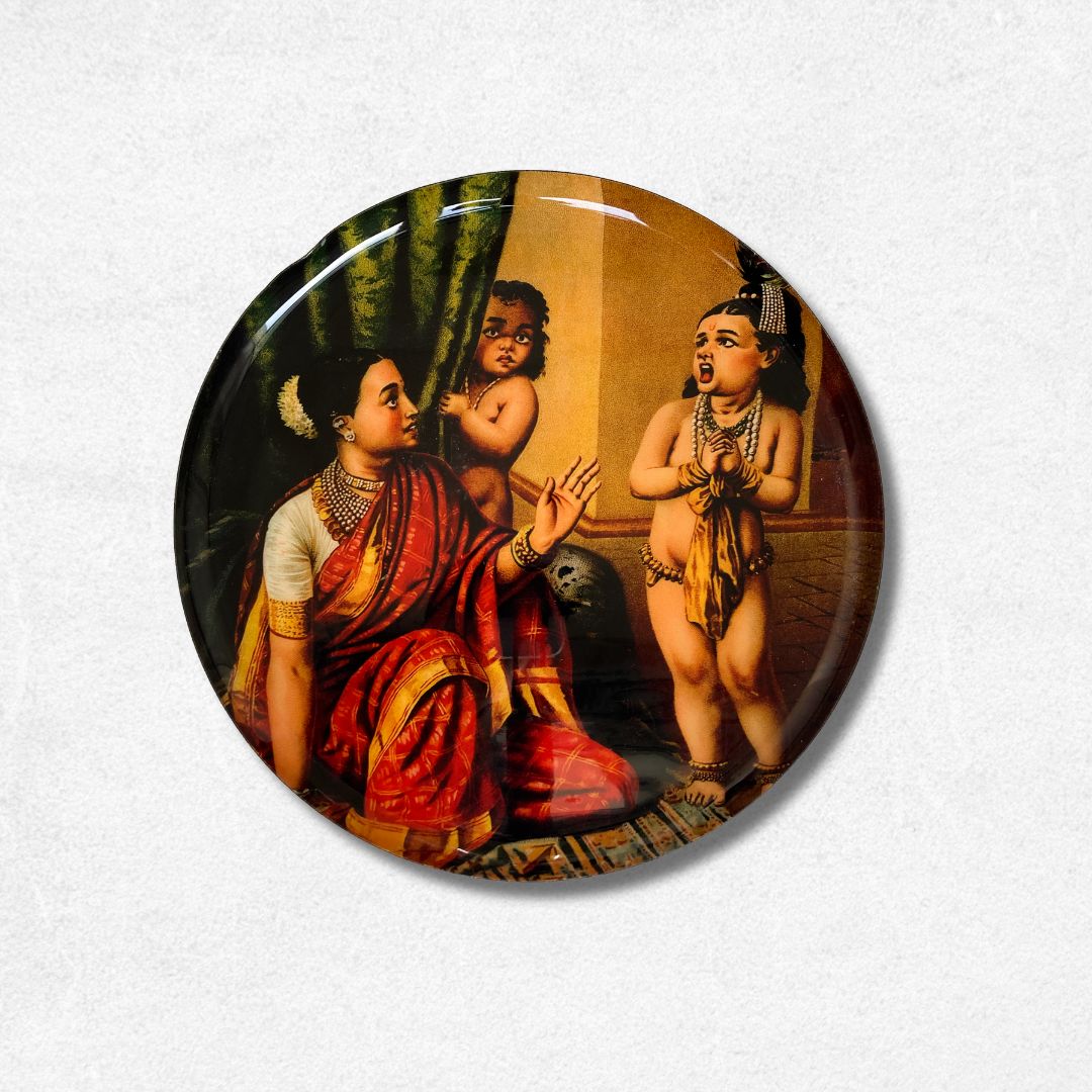 Yashoda & Krishna by Raja Ravi Varma Premium Steel Wall Plates