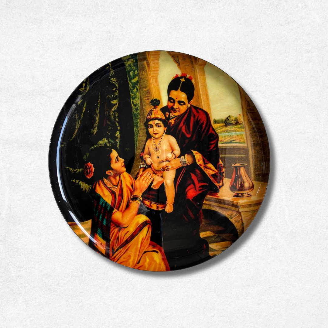 Yashoda & Krishna by Raja Ravi Varma Premium Steel Wall Plates